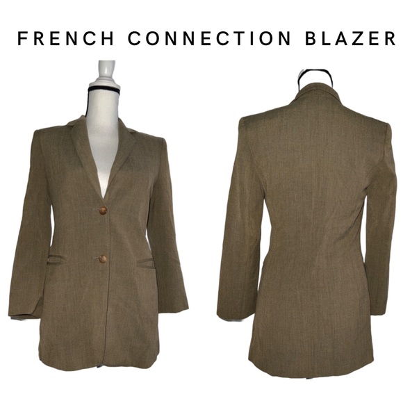 French Connection Ladies Blazer /jacket Size 4 Brown Beige Color 2 Buttondown - Picture 1 of 7